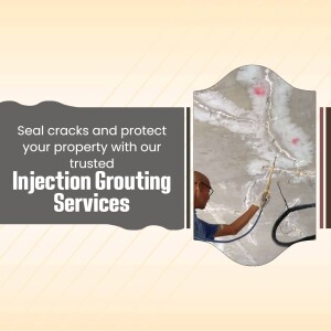 Professional performing injection grouting to seal cracks in a concrete foundation.