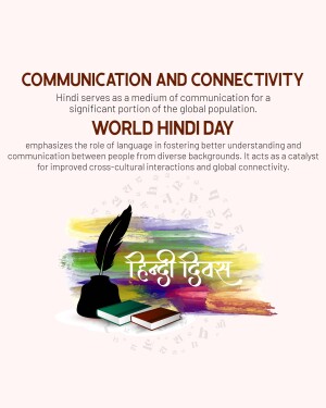 Poster celebrating World Hindi Day with text and imagery.