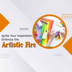 Colorful craft supplies and hands creating art