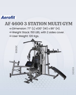 Aerofit AF 4600 3 Station Multi Gym with dimensions and weight specifications