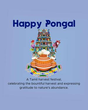 Pongal festival image with temple and harvest elements