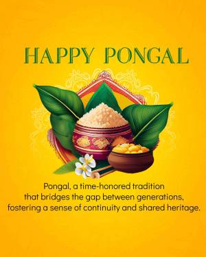 Pongal festival greeting with traditional elements