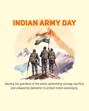 Indian Army Day poster with soldiers and the Indian flag