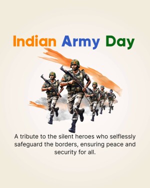 Indian Army Day poster with soldiers and the Indian flag