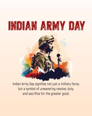Indian Army Day graphic with a soldier silhouette and patriotic colors