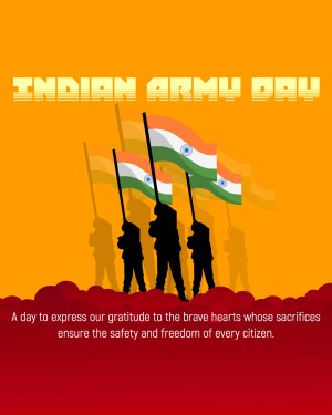 Indian Army Day poster with soldiers and the Indian flag