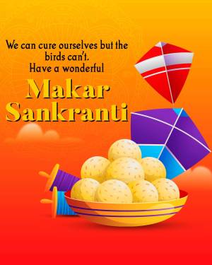 Makar Sankranti festival image with kites and sweets