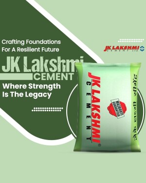 JK Lakshmi Cement bag with branding and tagline