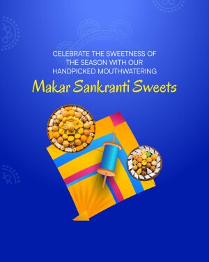 Makar Sankranti celebration with sweets and a kite