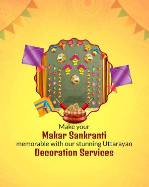 Makar Sankranti decoration with kites and traditional elements