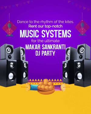 Advertisement for music systems for Makar Sankranti DJ party