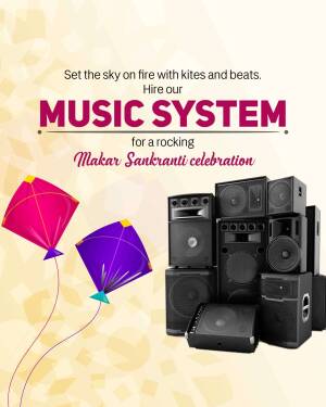 Makar Sankranti celebration with music system and kites