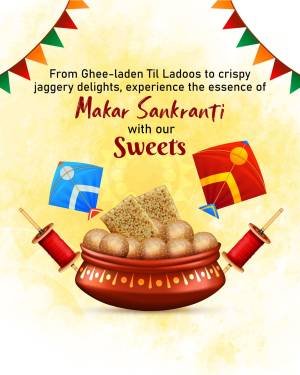 Makar Sankranti celebration with sweets and kites
