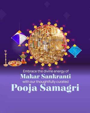Makar Sankranti celebration with pooja items and kites