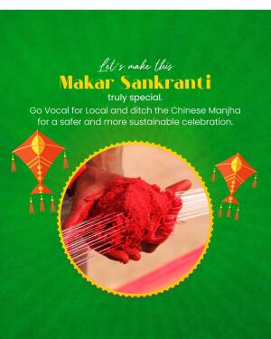 Makar Sankranti festival poster promoting local Manjha and colorful powder