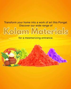 Colorful Kolam materials for a festive Pongal entrance