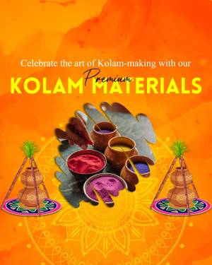 Colorful Kolam materials with traditional decorations
