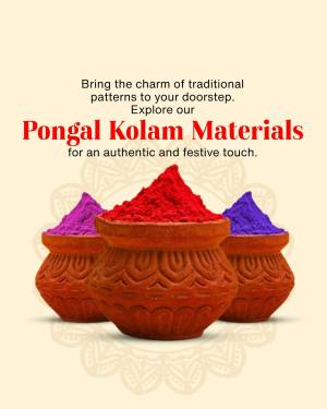 Colorful powders in clay pots for Pongal Kolam