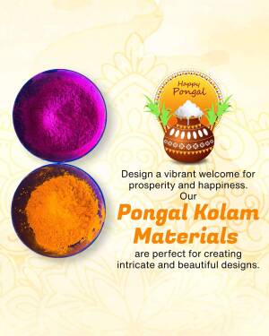 Colorful powders and Pongal decorations for Kolam designs