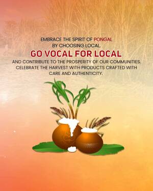Pongal festival promotion with sugarcane and traditional pots