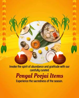 Pongal Pooja items arranged for a festive celebration