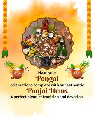 Pongal Pooja Thali with traditional items and decorations