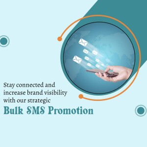 Image depicting a hand holding a phone with email icons and text promoting Bulk SMS Promotion.