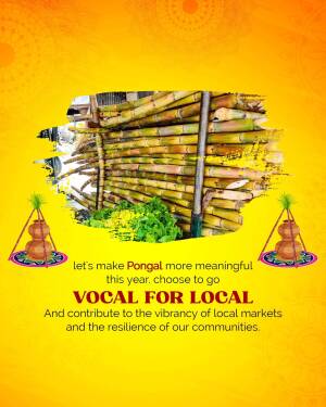 Pongal festival promotion with bamboo and local market message