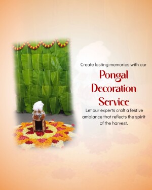 Pongal decoration with banana leaves and flower rangoli