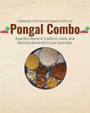 Image of a Pongal Combo meal with rice, lentils, nuts, and sweets.