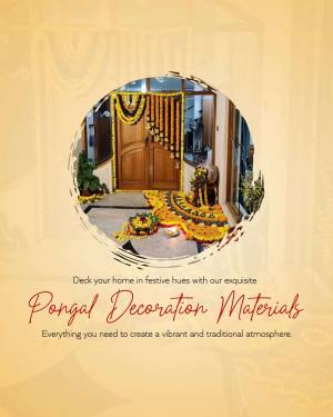 Pongal decoration with flowers and traditional elements