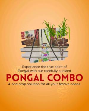 Pongal festival offer with traditional decorations and text promoting a combo deal.