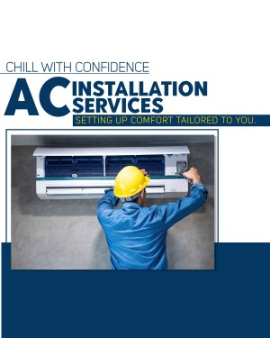 AC installation service with a technician working on a split AC unit.