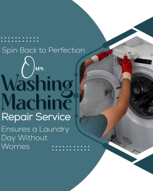 Washing machine repair technician working on a washing machine