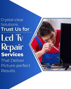 Technician repairing an LED TV with tools