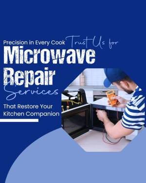 Technician repairing a microwave oven
