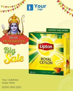 Promotional image for Lipton Royal Ceylon tea with a Ram Darbar theme for Pran Pratishtha