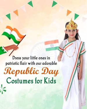 Cute girl dressed in Republic Day costume holding Indian flag