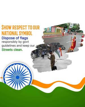 Poster promoting respectful disposal of the Indian national flag and cleanliness.