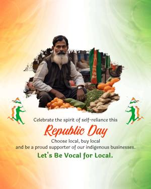 Indian man with produce and Republic Day themed design