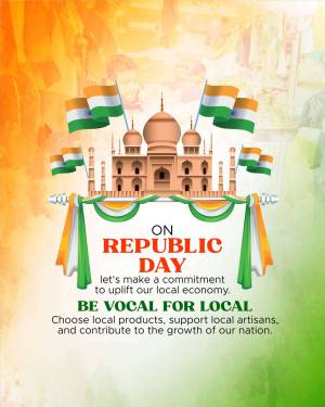 Republic Day of India with Taj Mahal background and flags