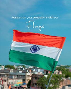 Waving Indian Flag with a city skyline in the background