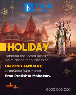 Ram Mandir Pran Pratishtha Mahotsav Holiday Notice