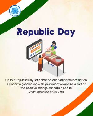 Republic Day themed image promoting charitable donations.