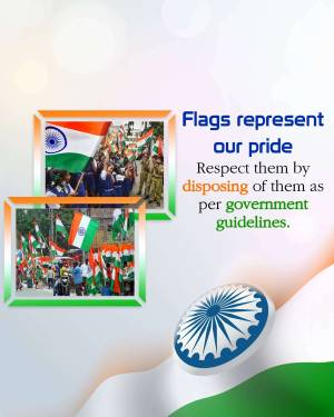 Image depicting Indian flags and a message about respecting them by disposing of them properly.