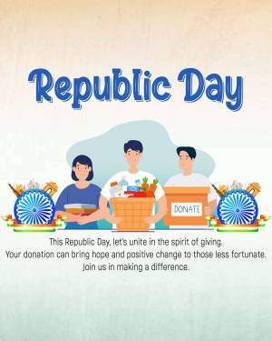 Republic Day illustration with people donating and national symbols