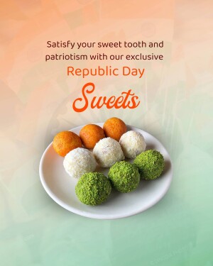 Indian sweets arranged in the colors of the Indian flag for Republic Day