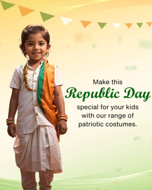 A young Indian child dressed in patriotic colors for Republic Day.