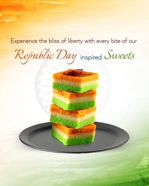 Stack of Indian sweets in the colors of the Indian flag for Republic Day