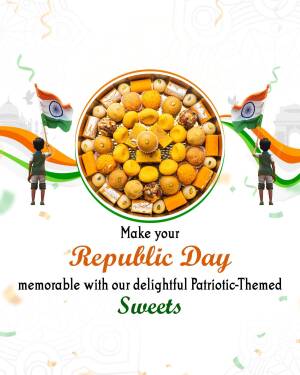 Republic Day themed sweets arrangement with Indian flags